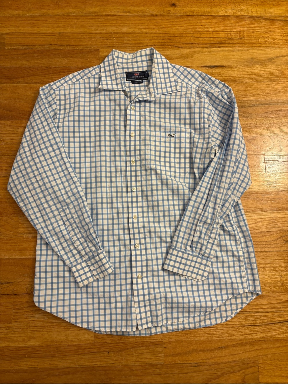 Vineyard Vines Tucker Shirt Blue Windowpane Button-Up Size Large